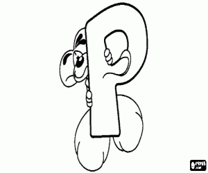 раскраска Буква P с озорной мышка