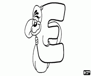 раскраска Буква Е с озорной мышка