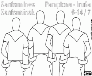 раскраска Быков Сан-Фермин, Памплона
