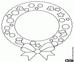 раскраска Венок с лентой и украшения