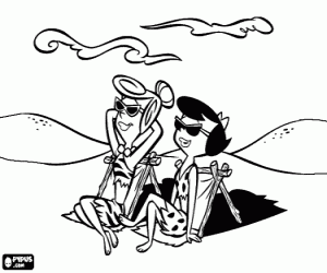 раскраска Вильма и Бетти на пляже