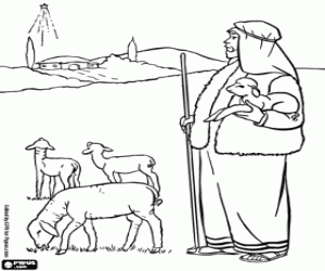 раскраска Вифлеемская звезда и пастух