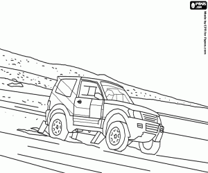 раскраска Внедорожника на песчаной местности