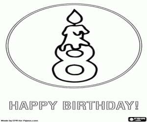 раскраска Восемь с зажженной свечой