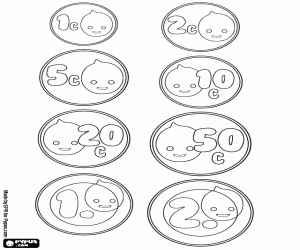 раскраска Восемь монет банка Pypus