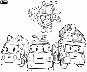 раскраска Герои Robocar Poli