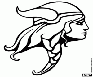 раскраска Голова женщины Викинг воин