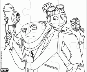 раскраска Головоломка из Грю и Люси в действии