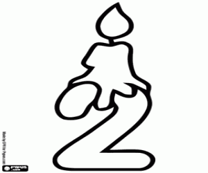 раскраска Горит свеча на номер два