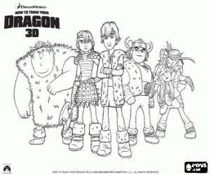 раскраска Группа детей, викинги