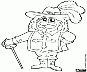 раскраска Д ' Артаньян, наиболее известных Мушкетер