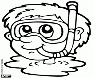 раскраска Дайвера голова из воды