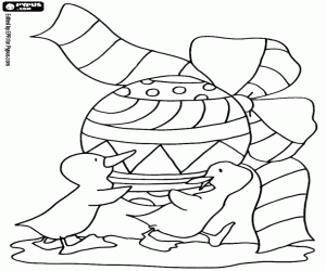 раскраска Два Утята и пасхальное яйцо