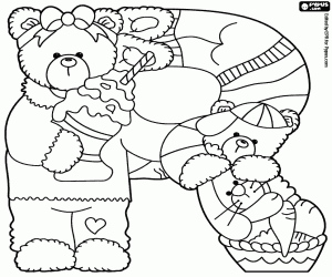 раскраска Два медведя и кролика, буква R
