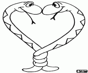 раскраска Две змеи образуют сердце