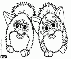 раскраска Две смешные furbys