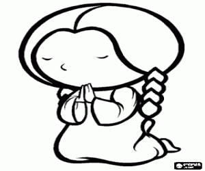 раскраска Девушка в молитве позиции