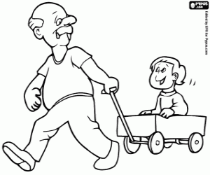 раскраска Дед с внуком