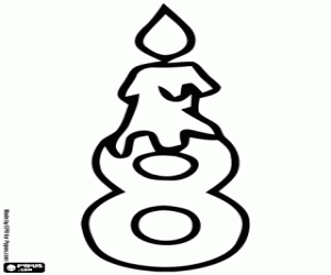 раскраска День рождения свечи с номером восемь