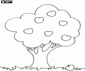 раскраска Дерево с фруктами