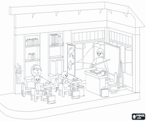 раскраска Дети в классе Playmobil