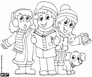 раскраска Дети пели рождественские гимны