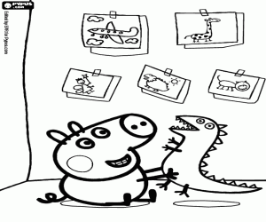 раскраска Джордж и игрушка динозавр