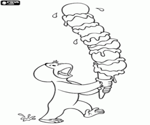 раскраска Джордж обезьяна с мороженым