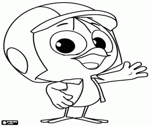 раскраска Джулиано, цыпленок с шлем