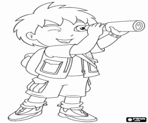 раскраска Диего с Подзорная труба