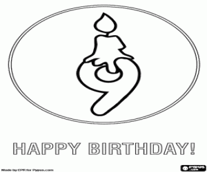 раскраска Для Счастливый девятый день рождения