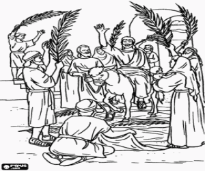 раскраска Добро пожаловать в Иисуса в Иерусалиме