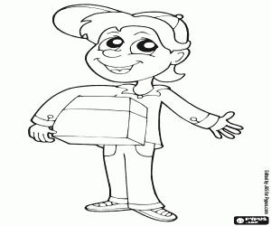 раскраска Доставщик с пакетом