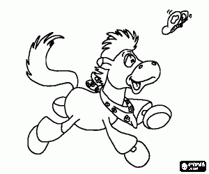 раскраска Жеребенок и бабочка