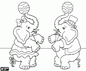 раскраска Жонглирование и слонов