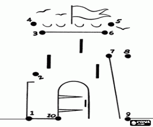 раскраска Замок, точка в точка