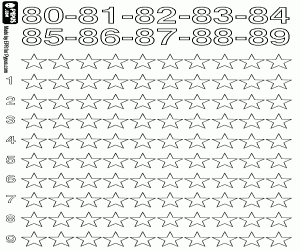 раскраска Звезды отсчет от 80 до 89