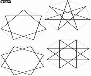 раскраска Звезды с семь и восемь очков