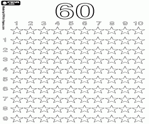 раскраска Звезды рассчитывать до 60