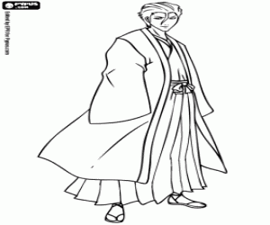 раскраска Злодей Sosuke Aizen от Блич