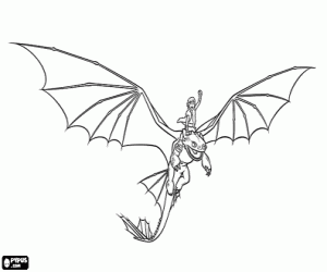 раскраска Иккинг верхом дракона Беззубик