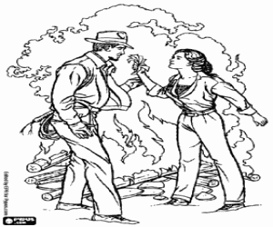 раскраска Индиана Джонс и Марион