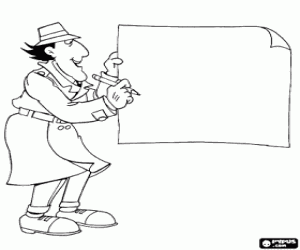 раскраска Инспектор Гаджет, бумага и карандаш