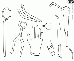 раскраска Инструментирование стоматолога