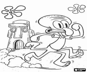 раскраска Каламар убегает из дома