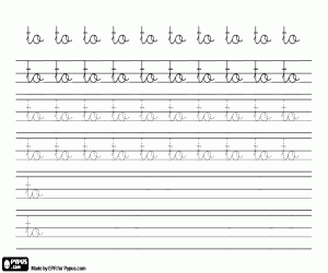 раскраска Каллиграфия TO в нижнем регистре