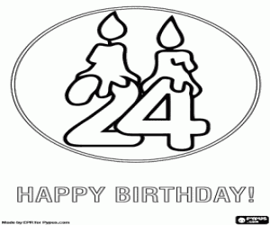 раскраска Карта 24 лет с двумя свечами