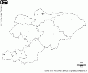 раскраска Карта Киргизии