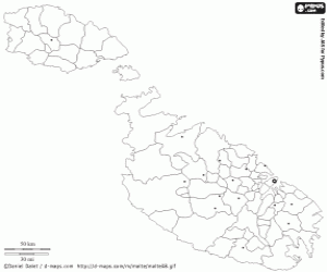 раскраска Карта Мальты