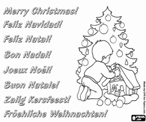 раскраска Карта с мальчиком и Рождественская звезда